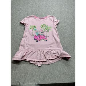 Tommy Bahama T‎ Shirt Dress Girls M (8) Pink Bling Cat Surfer Tropical